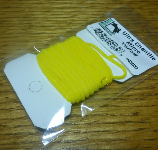 Hareline Ultra Chenille Micro – Yellow - Troutlore Fly Tying Materials Australia