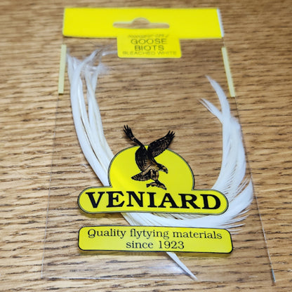 Veniard Goose Biots - White - Troutlore Fly Tying Feathers Australia