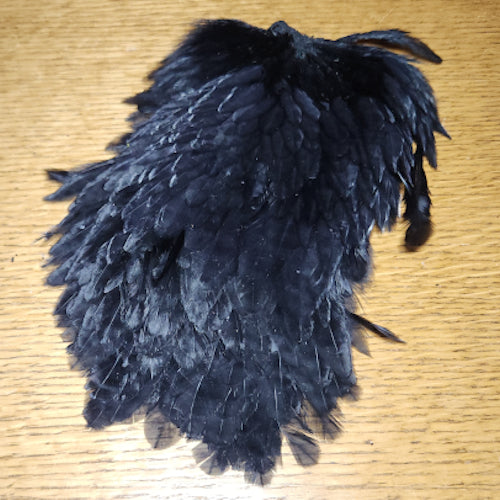 Veniard Genetic Hen Saddle – Dyed Black - Troutlore Fly Tying Shop Australia