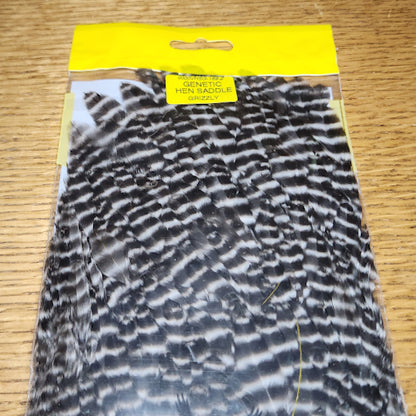 Veniard Genetic Hen Saddle – Grizzly - Troutlore Fly Tying Feathers Australia