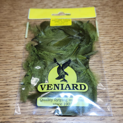 Veniard Mallard Drake Flank Feathers - Medium Olive - Troutlore Fly Tying Feathers Australia