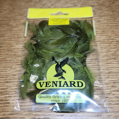Veniard Mallard Drake Flank Feathers - Medium Olive - Troutlore Fly Tying Feathers Australia