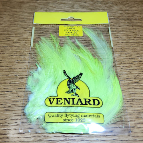 Veniard Cock Neck Hackle - Fl Chartreuse - Troutlore Fly Tying Feathers Australia