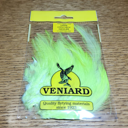 Veniard Cock Neck Hackle - Fl Chartreuse - Troutlore Fly Tying Feathers Australia