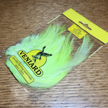 Veniard Cock Neck Hackle - Fl Chartreuse - Troutlore Fly Tying Feathers Australia