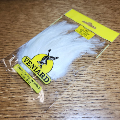 Veniard Cock Neck Hackle - White - Troutlore Fly Tying Feathers Australia
