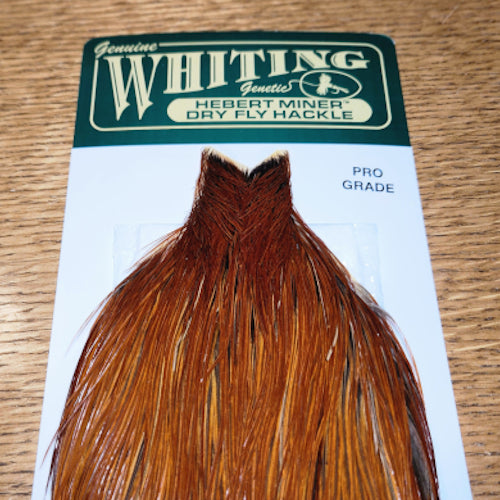 Whiting Hebert Miner Pro Grade Cape – Medium Brown - Troutlore Fly Tying Feathers Australia