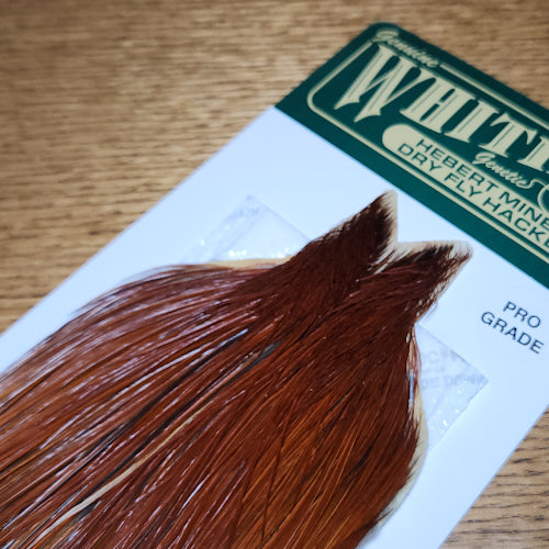 Whiting Hebert Miner Pro Grade Cape – Medium Brown - Troutlore Fly Tying Specialist Australia