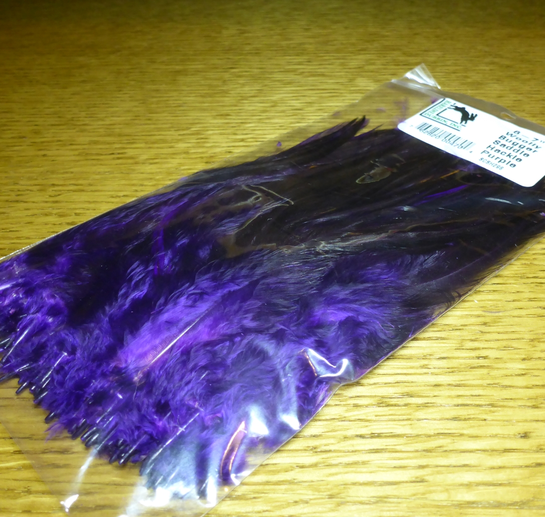 Wooly bugger saddle hackle 6-7 in purple     SCSH298