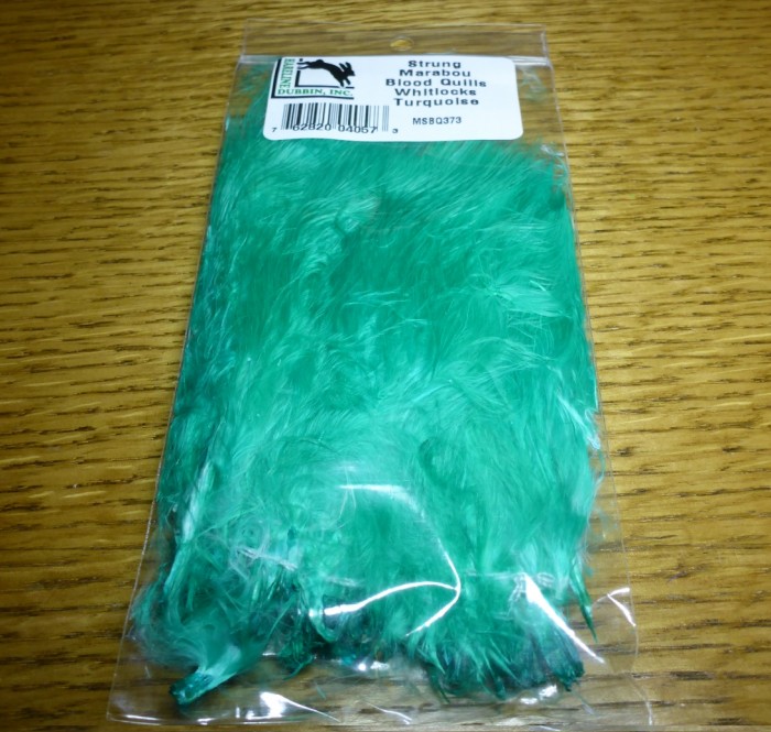 TURQUOISE HARELINE MARABOU BLOOD QUILLS STRUNG