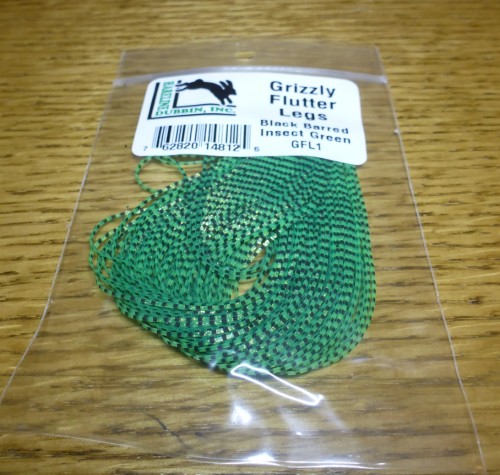 GRIZZLY FLUTTER LEGS BLACK BARRED HARELINE FLY TYING MATERIAL