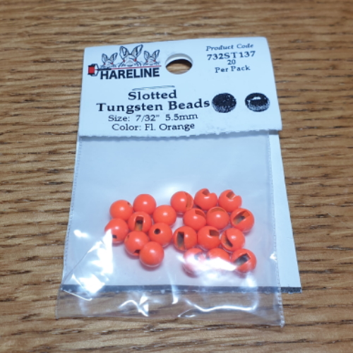 Slotted Tungsten Beads/Fluo Orange/10 piece/FLY TIE materials