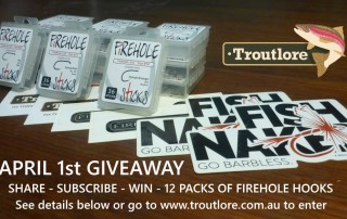 Firehole Outdoors barbless hook giveaway from Troutlore Australia