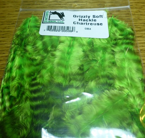 HARELINE GRIZZLY SOFT HACKLE CHARTREUSE FLY TYING FEATHERS HARELINE DUBBIN AUSTRALIA TROUTLORE