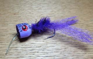 OZZY NATIVE FLIES COD POPPER PURPLE MURRAY COD FLY AVAILABLE AT TROUTLORE FLY TYING STORE