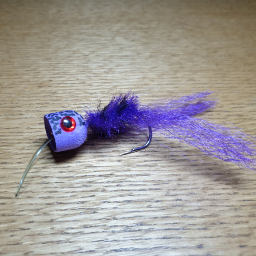 OZZY NATIVE FLIES COD POPPER PURPLE MURRAY COD FLY AVAILABLE AT TROUTLORE FLY TYING STORE