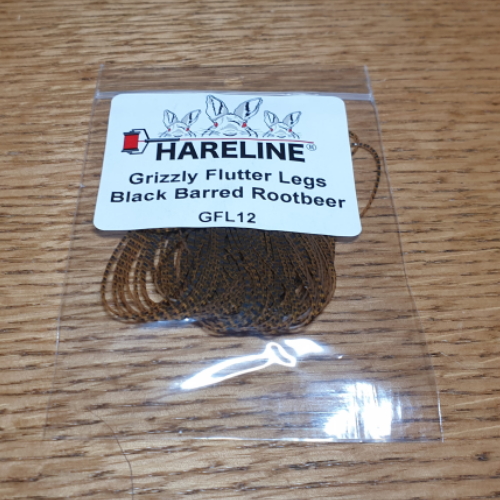 Hareline Grizzly Flutter Legs Black Barred Root Beer Fly Tying material BWCflies