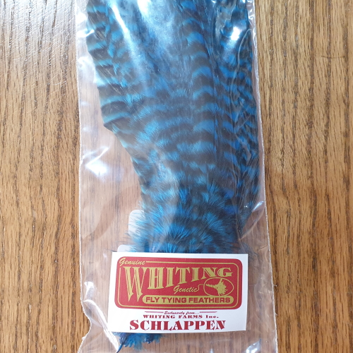 Fly Tying-Whiting Schlappen Bundle 6-10" Grizzly dyed Kingfisher Blue 