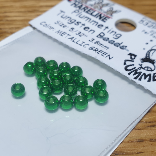HARELINE DUBBIN GREEN PLUMMETING TUNGSTEN BEADS AVAILABLE AT TROUTLORE FLY TYING STORE