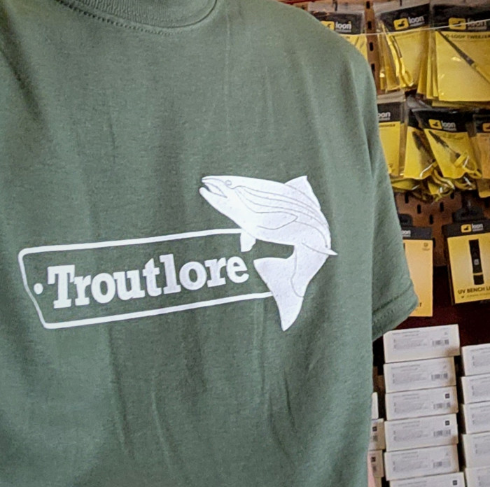 TROUTLORE LOGO T-SHIRT AVAILABLE AT THE TROUTLORE FLY TYING STORE AUSTRALIA
