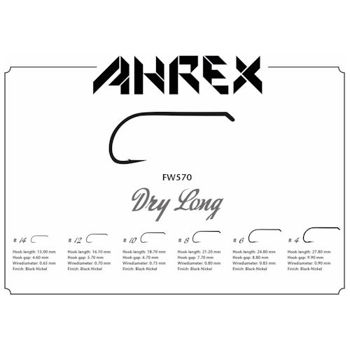 AHREX FW570 DRY LONG FRESHWATER FLY HOOK AVAIABLE AT TROUTLORE IN AUSTRALIA