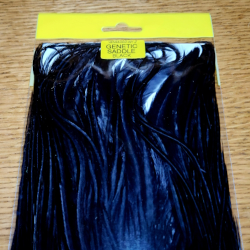 VENIARD GENETIC SADDLE DYED BLACK FOR FLY TYING AVAILABLE IN AUSTRALIA FROM TROUTLORE