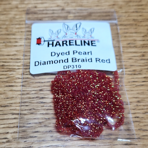 HARELINE DYED PEARL DIAMOND BRAID AVAILABLE IN AUSTRALIA FROM TROUTLORE FLY TYING STORE