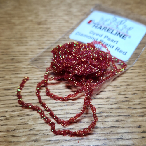 HARELINE DYED PEARL DIAMOND BRAID AVAILABLE IN AUSTRALIA FROM TROUTLORE FLY TYING STORE